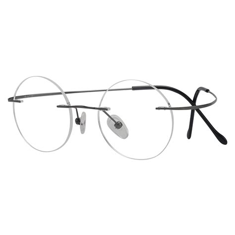 Eyekepper Titanium Rimless Round Eyeglasses 43mm Circle Optical Frame ...