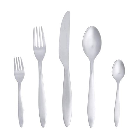 AmazonBasics 20-Piece Stainless Steel Satin Matte Flatware Set, Service ...