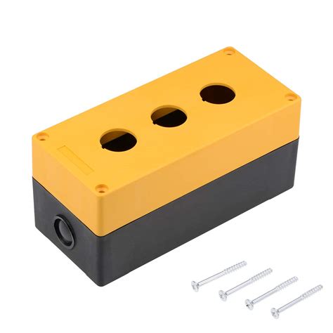 uxcell Push Button Switch Control Station Box 22mm 3 Button Hole Yellow ...