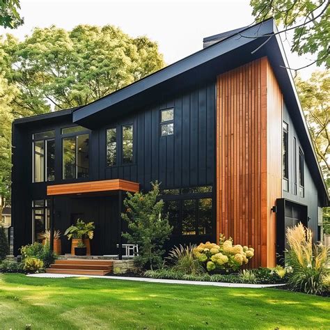 50+ Black Home Exteriors with Wood Accents That Are So Hot, They'll Melt Your Ice Cream Cone ...