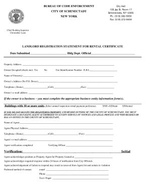 2013 Form NY Landlord Registration Statement for Rental Certificate ...