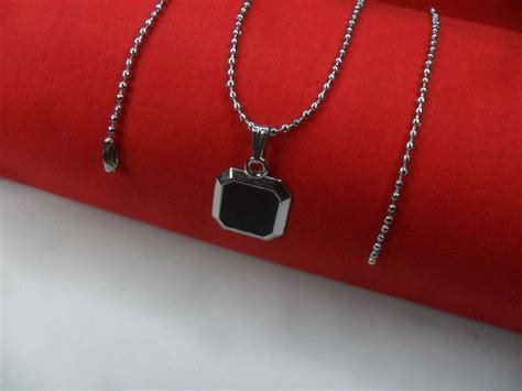 JHARIYARI Square Natural Stone Pendant Locket Sterling Silver Steel ...