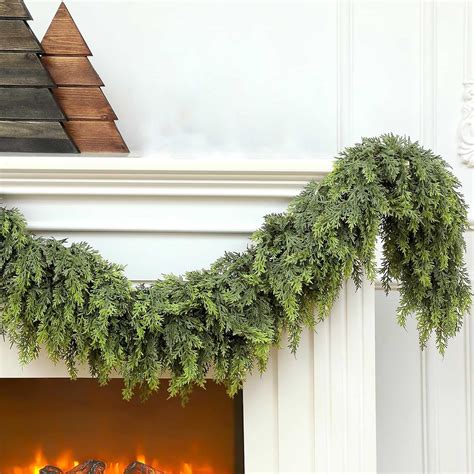 Darzheoy 6FT Christmas Garland Artificial Green Cedar Garland Faux ...
