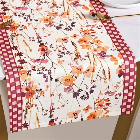 Checkered Border Cotton 8 Seater Runner 264x35cm Online - Premium Table ...