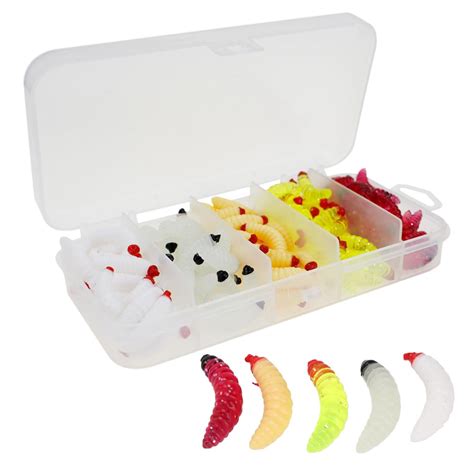 Proberos® 125pcs Fishing Lures with Box 5-Color Worms Lures 1 Inch Soft ...