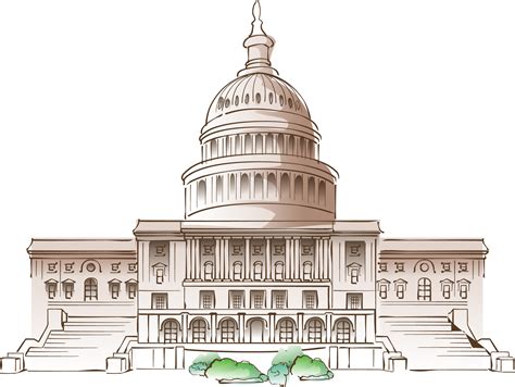 White House Cartoon Mural - Vector Hand-painted White House png ...