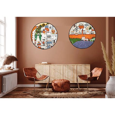 Circular Pichvai: Nathdwara Map (Shrine) – Red Earth