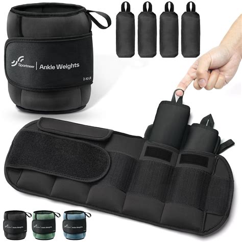 Sportneer Adjustable Ankle Weights for Women and Men 1 Pair of 4 8 12 ...