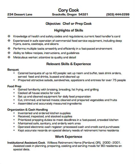 Image result for Assistant Cook Resume