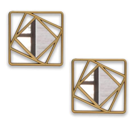 Golden Square Shape Decorative Wall Mirror For Home Decoration Size-10 ...