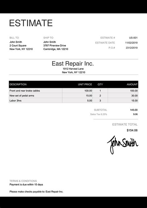 Image result for QuickBooks Estimate Template