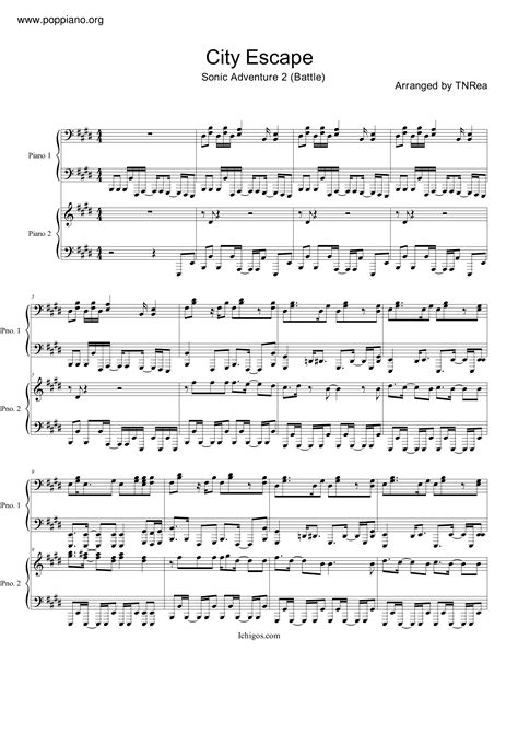 Sonic Adventure 2 (Battle)-City Escape 琴譜pdf-香港流行鋼琴協會琴譜下載 ★