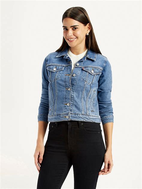 Women's Solid Blue Trucker Jacket – Levis India Store