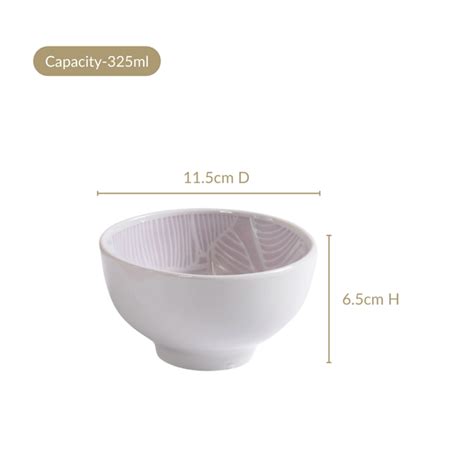 Tropica Light Mauve Banana Foliage Ceramic Bowl Set Of 4 325ml Online ...
