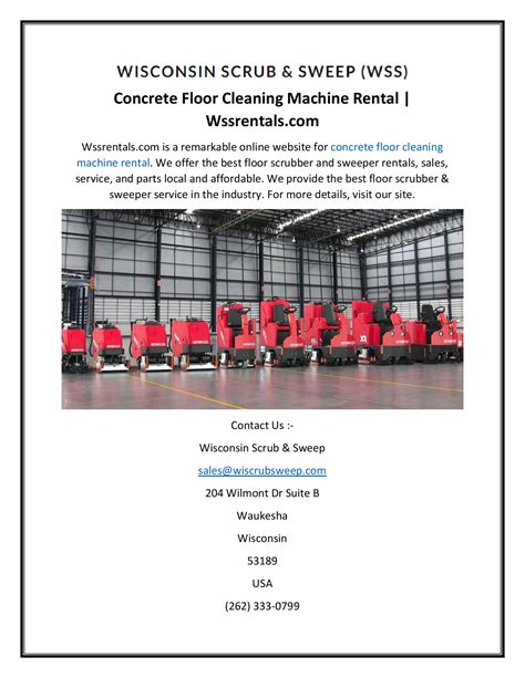 Concrete Floor Cleaning Machine Rental Wssrentals.com - Wisconsin Scrub ...