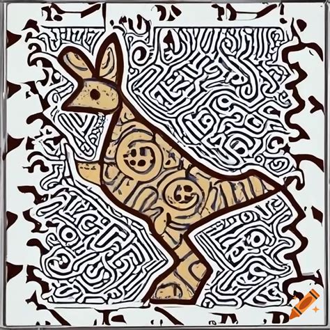 Rabbit-duck illusion in the style of a Mayan glyph on Craiyon