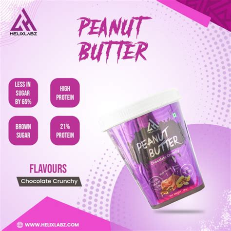 HELIXLABZ Peanut Butter High Protein-(Chocolate Crunchy, 1kg) Pre ...