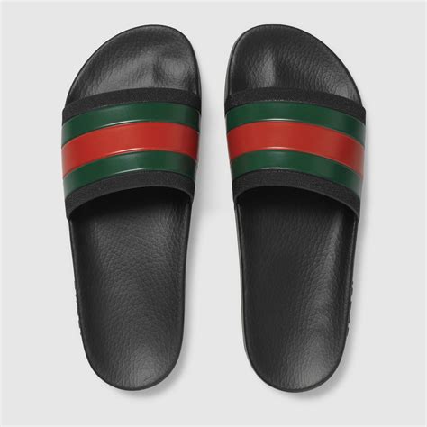 Gucci Rubber Slide Sandal in Black for Men | Lyst
