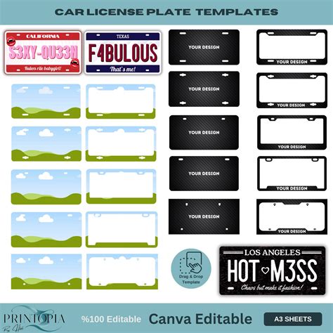 Editable Car License Plate Templates Create Your Own Design Perfect for ...