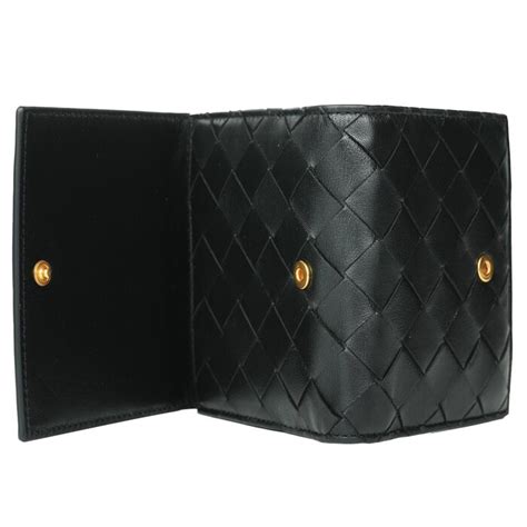 Bottega Veneta 2 fold wallet with coin purse 608074 Black ...