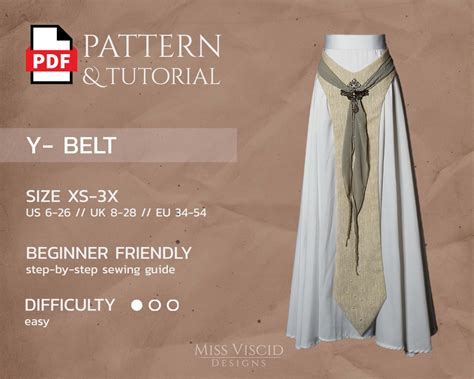 Y-Belt for fantasy gowns (sizes S-3X) - pdf pattern with tutorial