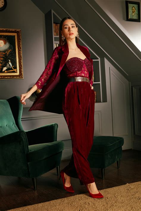 Wine Velvet Power Suit | Priyanka Jain Official – Luxury Your Way Pvt Ltd