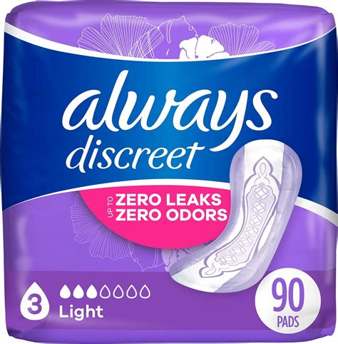 Always Discreet Adult Incontinence Pads for Women, Light Absorbency ...