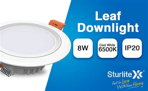 Sturlite Leaf 8W Round LED Downlight|Cool White Color Temperature (6.5K ...