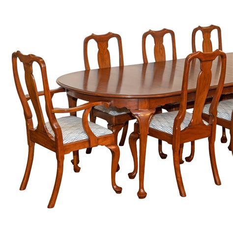 HENKEL HARRIS Queen Anne Wild Black Cherry Dining Table with 8 Chairs ...