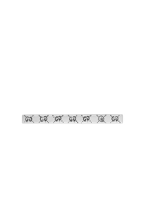 Gucci GucciGhost Tie Bar in Sterling Silver & Black | FWRD