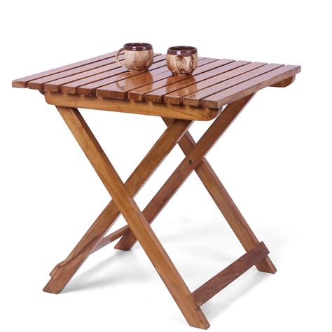AMAZE SHOPPEE Wooden Foldable Coffee Table - Teak Wood, Light Brown ...