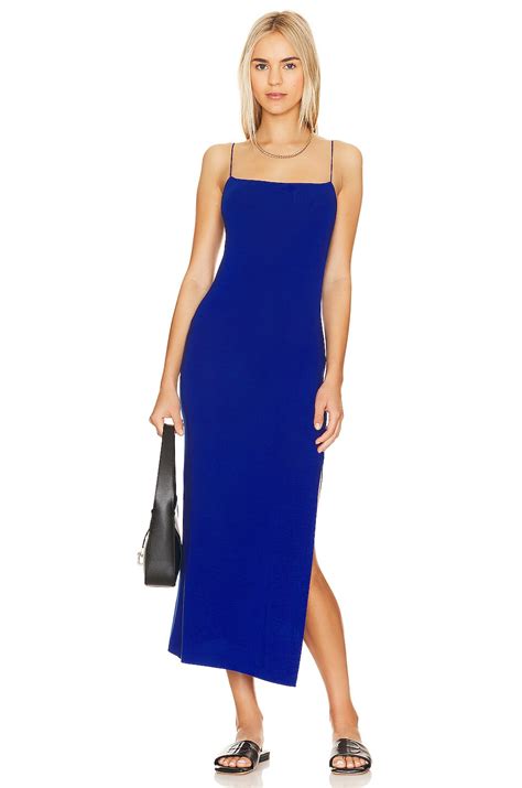 Enza Costa Side Slit Maxi Dress in Blue Spirulina | REVOLVE