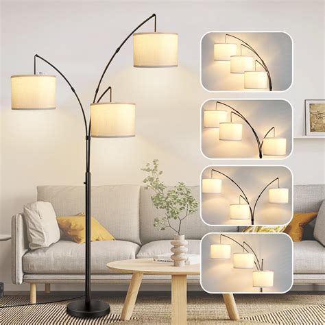 LINBAOHOME Dimmable Arc Floor Lamp, 3 Lights Tall Lamp for Living Room ...