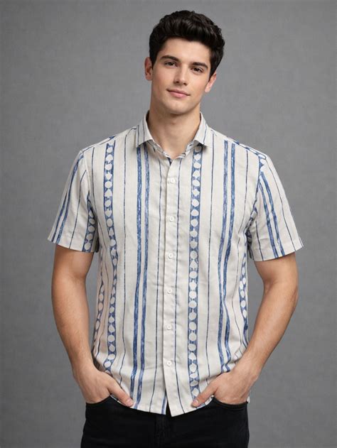 Blue Vertical Stripe Summer Shirt for Men | Regular Fit