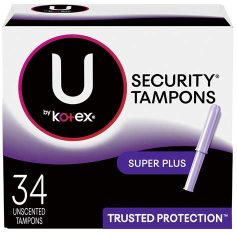U by Kotex Security Tampons, Super Plus Absorbency, Unscented, 34 Count ...