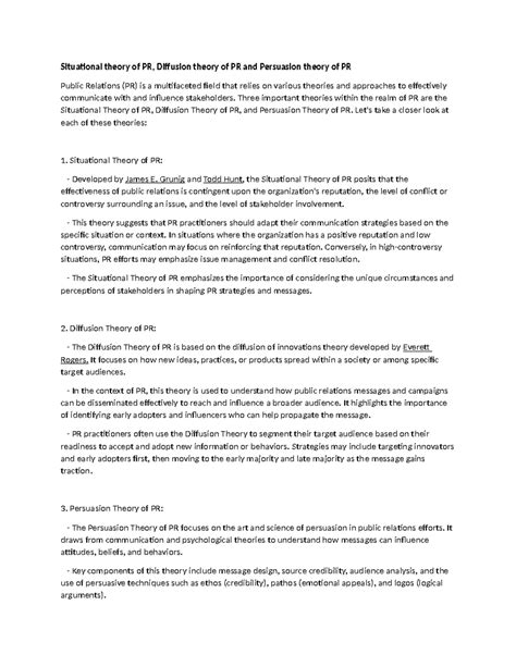 CCPR Final Exam Notes on PR Theories and Media Relations - Studocu