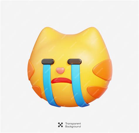 Premium PSD | Crying cat emoji Cat emotion cartoon icon Animal emoticon ...