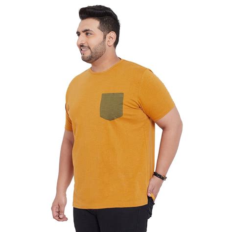bigbanana Carlisle Mustard Yellow Solid Round Neck T-Shirt