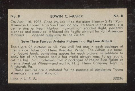 Lot Detail - F277-4 Heinz Rice Flakes Famous Aviators #8 Capt. Edwin ...