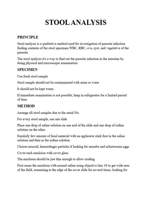 Image result for Stool Analysis Procedure