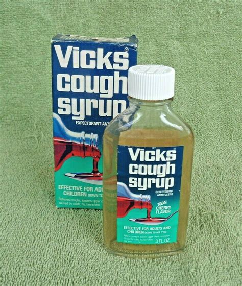 Vicks Cough Syrup Empty 3 Fl Oz Glass Medicine Bottle with Box ...