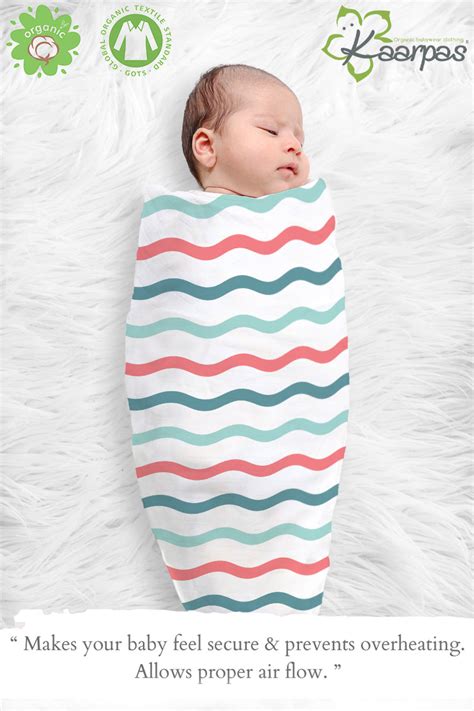 Waves print Organic Cotton soft absorbent Baby wrap swaddle – Kaarpas