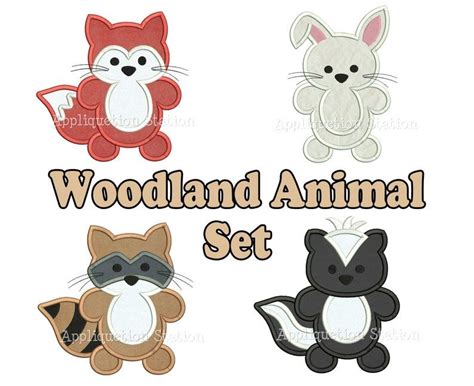 Woodland Animal Set Applique Machine Embroidery Design Pattern | Etsy Machine Embroidery ...