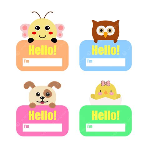 Cute Animal Name Tags For Kids Vector, Name Tags, Cute, Kids PNG and ...