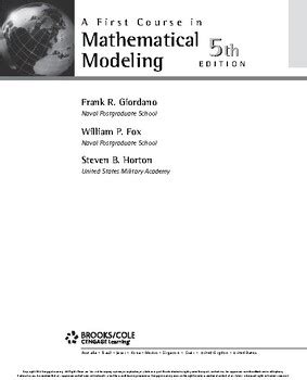 Image result for A First Course in Mathematical Modeling
