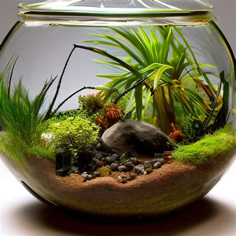 Terrarium cu Tillandsia Air Plant si plante suculente