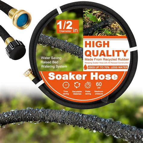 Soaker Hose 100 FT for Garden Beds,1/2 inch Round Soaker Hose with ...