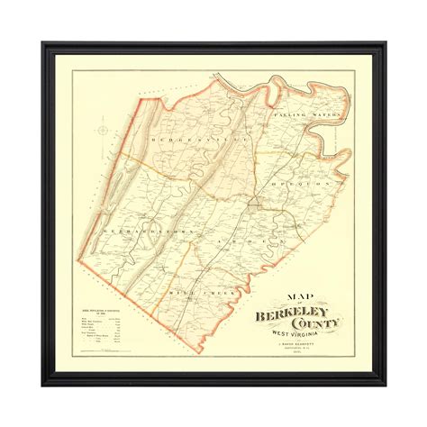 Berkeley County West Virginia Art, 1894 Vintage Map of Berkeley County ...