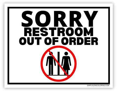 Toilet Out of Order Sign (Free PDF Printables) - Simply Love Coloring