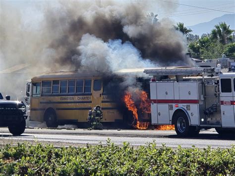 Ebmeyer Charter Bus Catches Fire on Highway 18 in Apple Valley, No ...